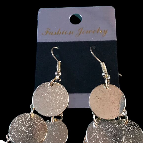 Cluster Dangle Drop Earrings Gold Tone NWT - Picture 2 of 2